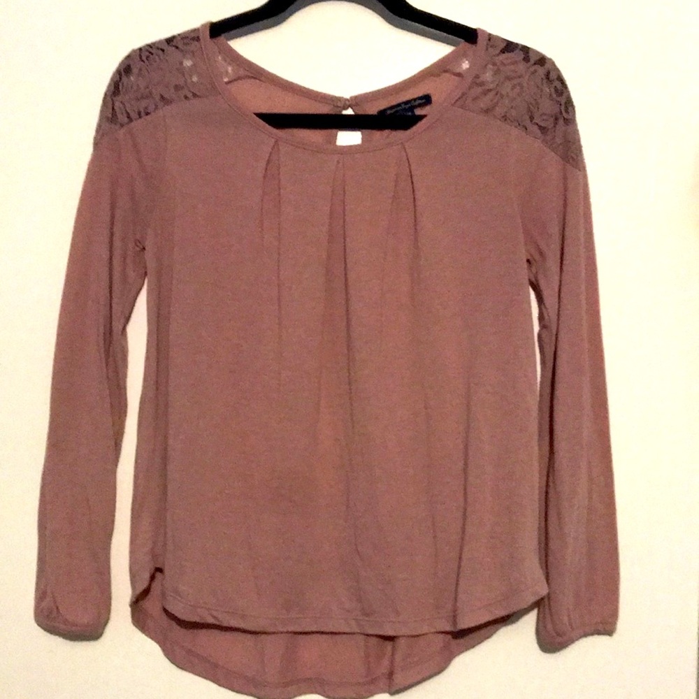 AE long sleeve t shirt/blouse, pink, XS